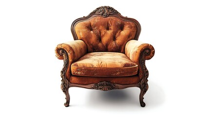 a old brown chair with wooden legs