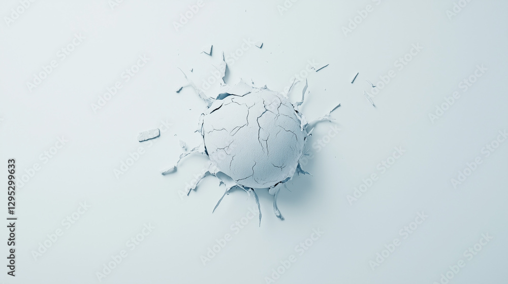 Poster the shattering impact: a visually stunning abstract image capturing the moment of a sphere breaking 