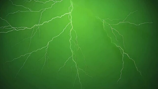 Emerald Bolt: Electrifying display of a lightning bolt against a striking green backdrop, showcasing raw power and atmospheric energy.