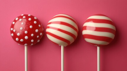 red and white lollipop isolated catoon style