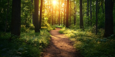 Obraz premium Sunlit Forest Path