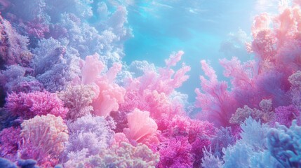 Dreamlike Underwater Coral Reef: A Symphony of Pink and Purple Hues