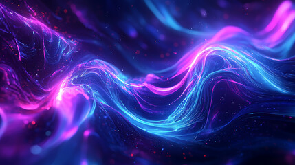 Obraz premium Digital abstract wavy lines in electric blue and purple glowing with energy high quality 