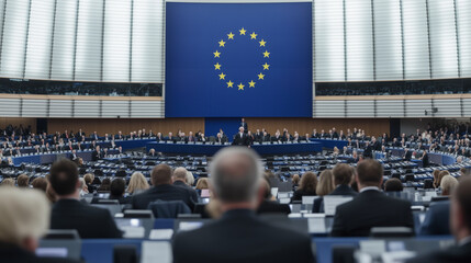 European Parliament in Session: Inside the heart of the European Parliament, a crucial session unfolds, symbolizing the essence of democracy and international dialogue.