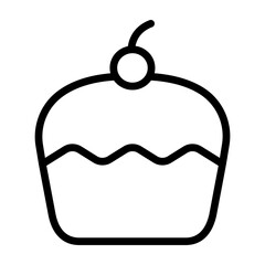 Birthday Cupcake Vector Line Icon Design