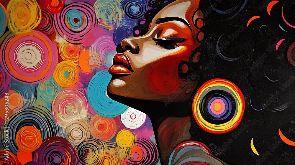 Poster vibrant colorful portrait of a woman with a unique artistic style image features bold colors abstrac
