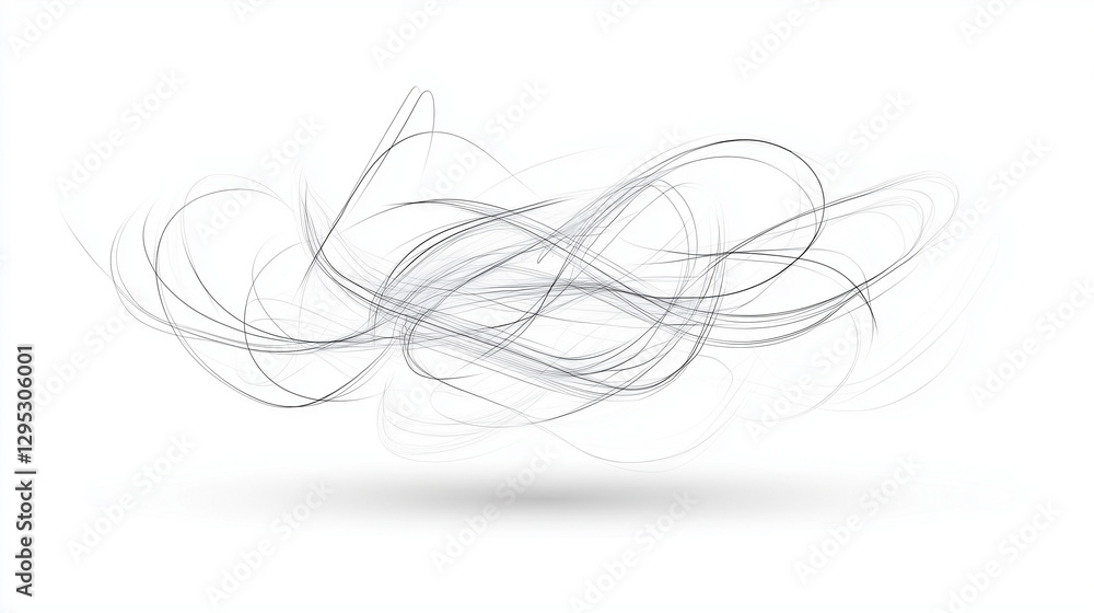 Aufkleber whimsical lines: a delicate dance of curving lines in grayscale, forming an abstract and elegant com