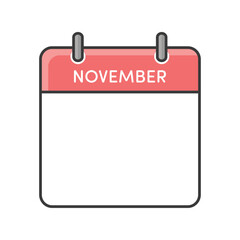シンプルな11月のカレンダーのアイコン - 日付のない月ごとの暦のテンプレート素材