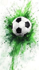 Soccer ball green splash explosion