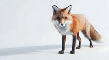 Obraz premium A Stunning Red Fox Portrait in High Resolution Capturing its Beauty and Elegance Against a Pristine White Background Perfect for Wildlife and Nature Enthusiasts