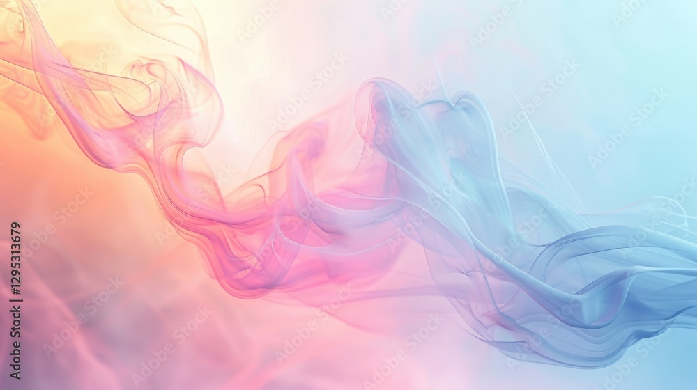 Poster abstract pastel colored smoke flow on a light background. background image of multi colored and vibr