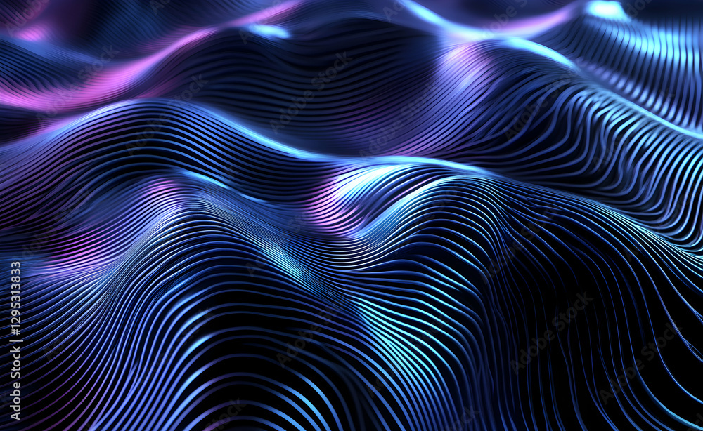 Aufkleber abstract flowing metallic lines with blue and pink highlights creating a captivating and modern visu