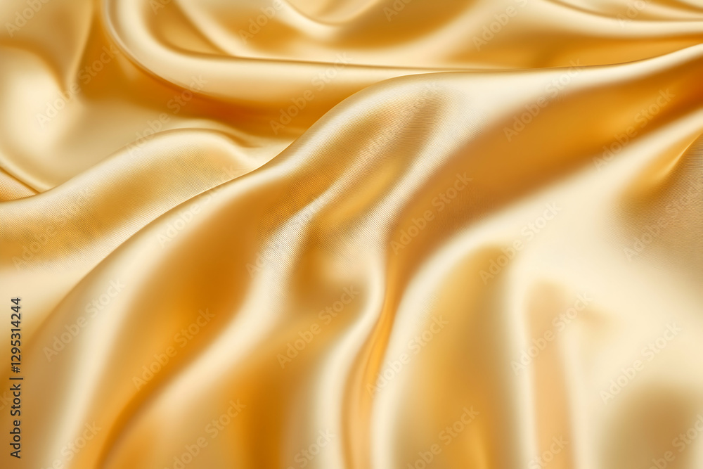 Poster abstract golden silk fabric background with soft folds and smooth textures, creating an elegant and 