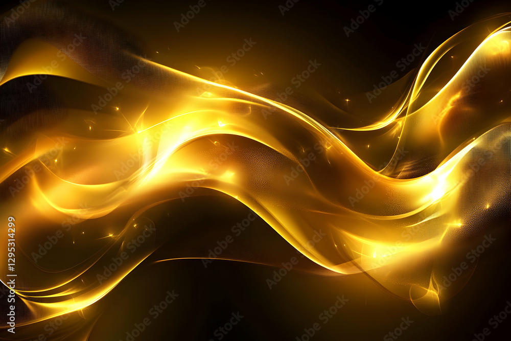 Aufkleber abstract golden waves with sparkling light effects against a dark background creating a luxurious an
