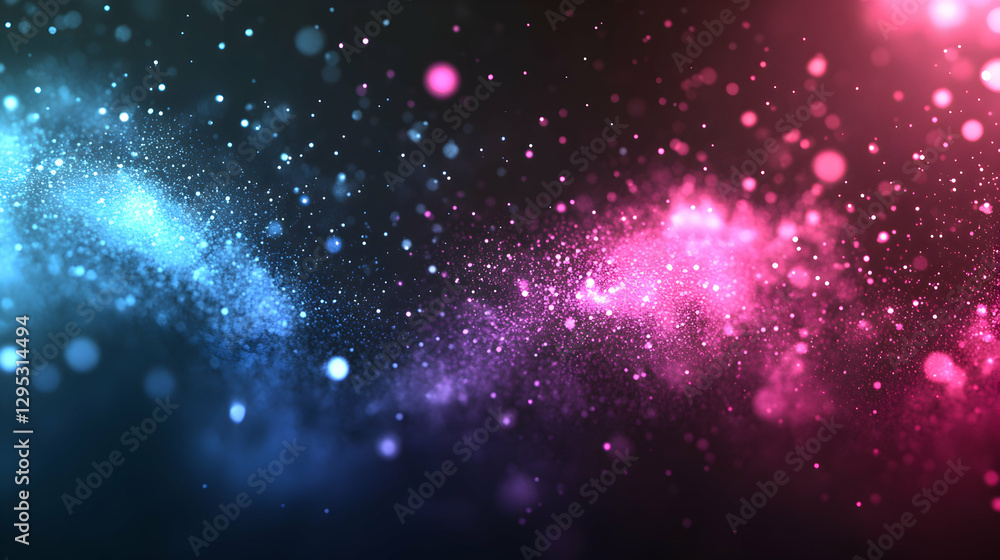 Poster abstract gradient bokeh background with glowing particle, creating a mesmerizing light spectacle wit