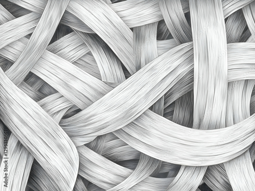 Poster abstract interwoven strands illustration, a textured visual symphony of flowing lines and subtle gra