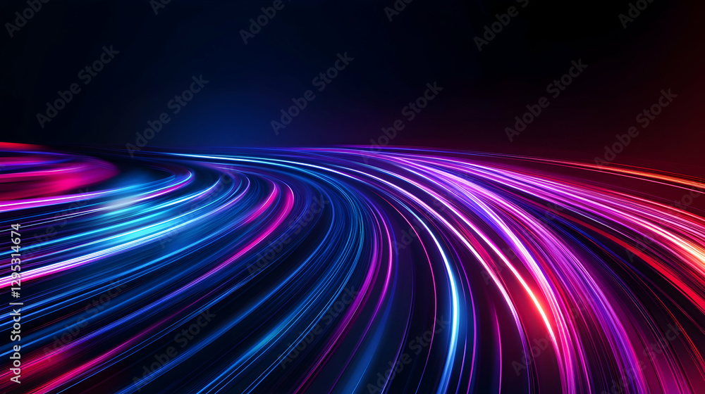 Aufkleber abstract light trails in a neon palette, a dynamic background for modern design projects and creativ