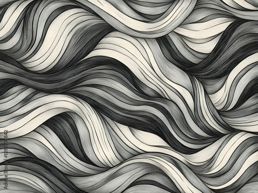 Aufkleber abstract monochrome wave pattern, dynamic curves and gradients for modern backgrounds and artistic d