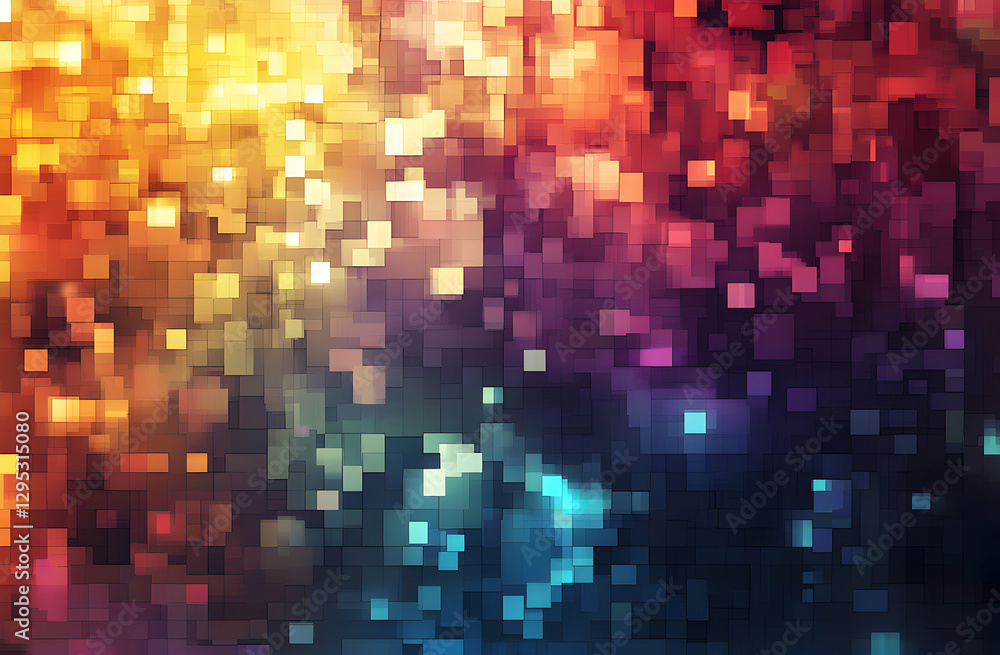 Aufkleber abstract pixelated aurora, a mesmerizing symphony of light and color in a digitally rendered masterp