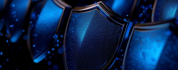 Dark Metallic Shields Protection Armor Safety Security Defense Abstract Tech Background Rendered Design