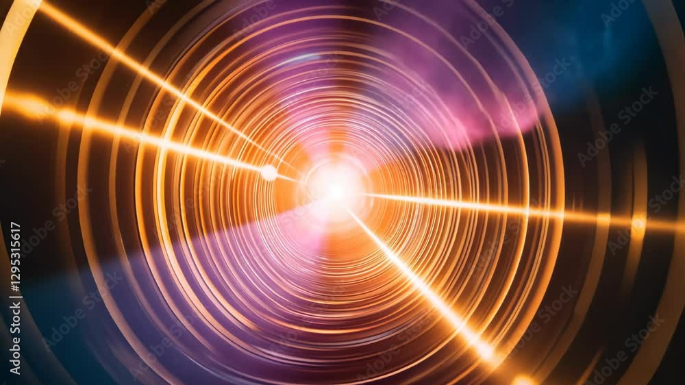Poster vibrant light rays creating a mesmerizing circular pattern in a digital art piece