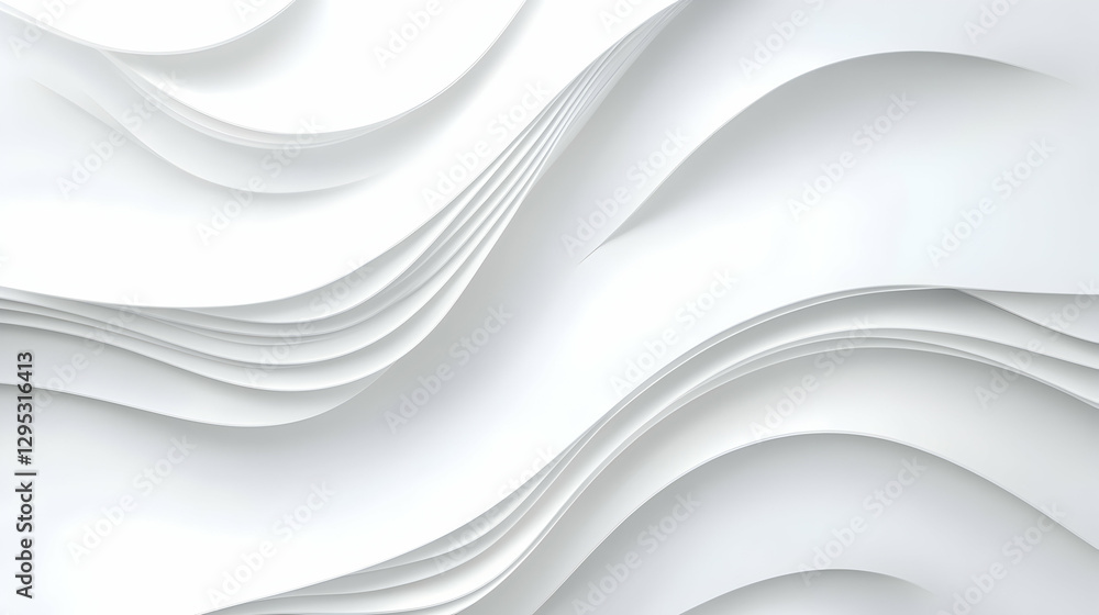 Poster abstract white waves, a minimalist symphony of light and shadow for modern design and creative proje
