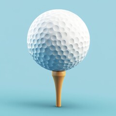 Cartoon Style 3D Golf Ball Resting on a Wooden Tee for Fun Design