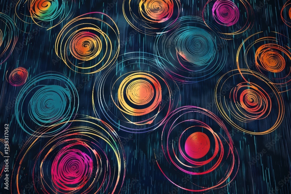 Poster abstract flowing light waves in orange and purple tones. background image of circle glowing light wi
