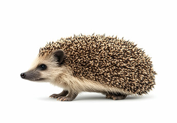 Obraz premium Adorable European Hedgehog Portrait on White Background, Captivating Detail and Quills Showing Natural Beauty, Perfect for Nature and Wildlife Projects