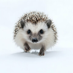 Obraz premium Adorable Hedgehog Foraging in Winter Wonderland, A Captivating Portrait of a Spiny Mammal Amidst Snowy Serenity and Natural Charm Captures the Essence of Wildlife