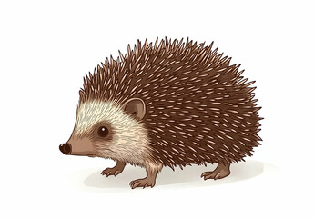 Fototapeta premium Adorable Hedgehog Illustration, Detailed Vector Art of a Cute Wild Animal on White Background, Perfect for Children's Books and Educational Materials, Wildlife Conservation