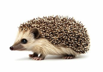 Obraz premium Adorable Hedgehog Portrait on White Background, Close-up View of a Cute, Spiky Creature in High Resolution, Perfect for Animal and Wildlife Projects