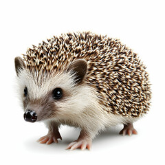 Obraz premium Adorable hedgehog portrait on a white background, showcasing its distinctive quills and endearing features, a delightful depiction of this charming creature