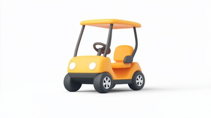 Fototapeta premium Playful 3D Golf Cart Icon with Minimalist Design in Bright Colors