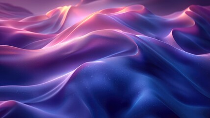 Obraz premium Colorful flowing digital waves in blue and pink. Digital artwork of transparent fluid or liquid with vibrant gradient blue and purple color. Modern design and technology concept. Futuristic. AIG53.