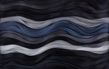 Fototapeta premium Abstract Wavy Hair Strands in Shades of Gray and Blue