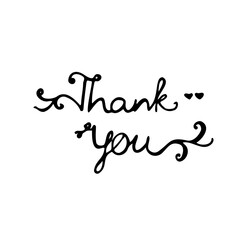 Thank You Hand Lettering. Typography Design Inspiration. Black colored. On a transparent background. Vector 