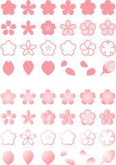 春の桜のアイコン素材集（ベクター、着色2種類）