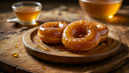 Honey Donuts and honey. Best morning breakfast treat