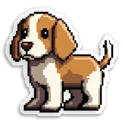 Adorable Beagle Puppy in Pixel Art: A charming 8-bit canine.