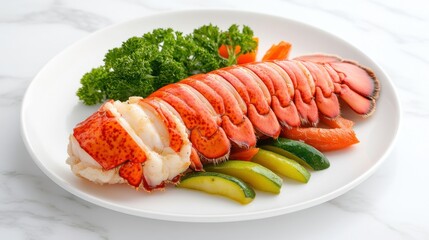 Lobster Tail with Garlic Butter and Roasted Vegetables
