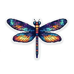 Vibrant Pixel Art Dragonfly: A Stunning Insect in 8-bit Glory!