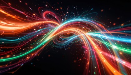 Fototapeta premium Abstract Colorful Light Trails and Sparkles