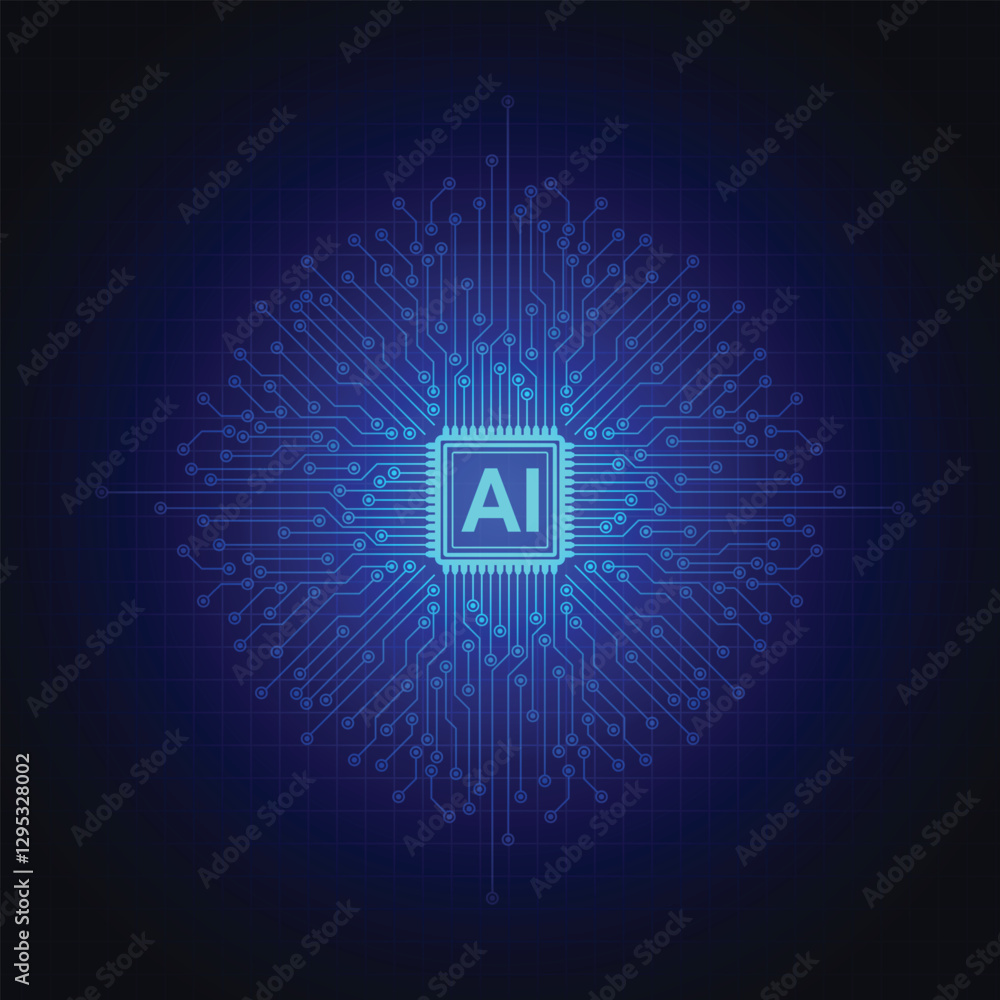 Poster abstract shiny circuit board line art futuristic technology for artificial intelligence illustration