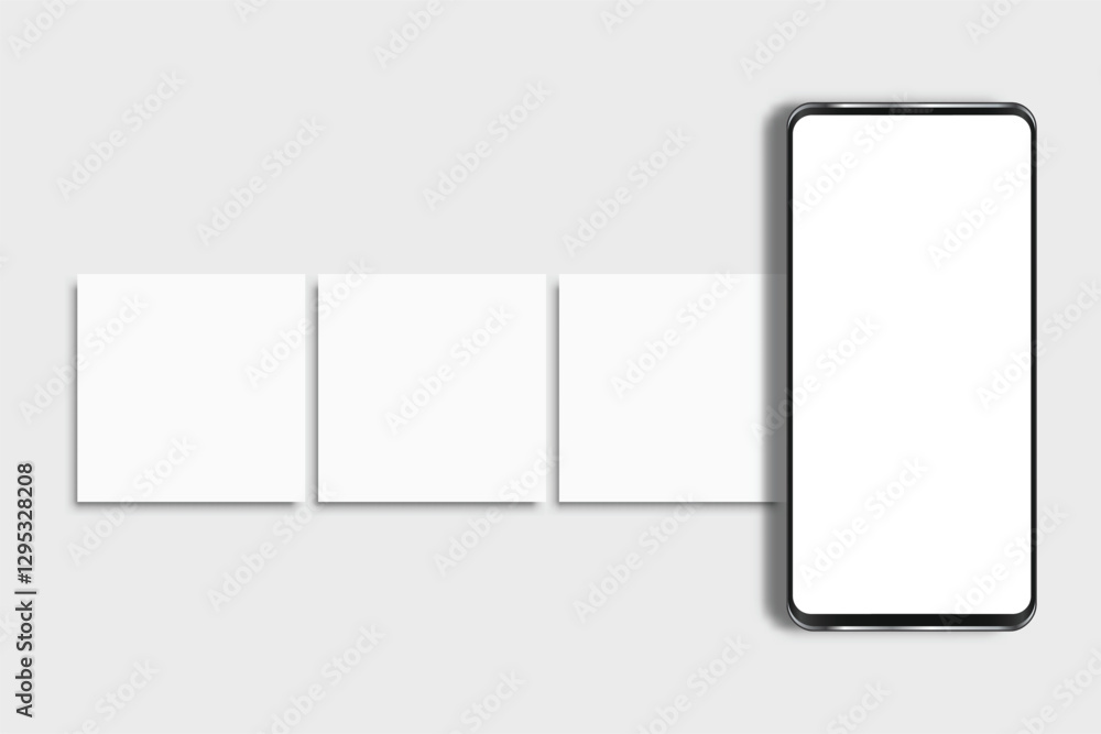 Canvas Prints smartphone mockup with social media post interface mockup. mobile app page template design for user 