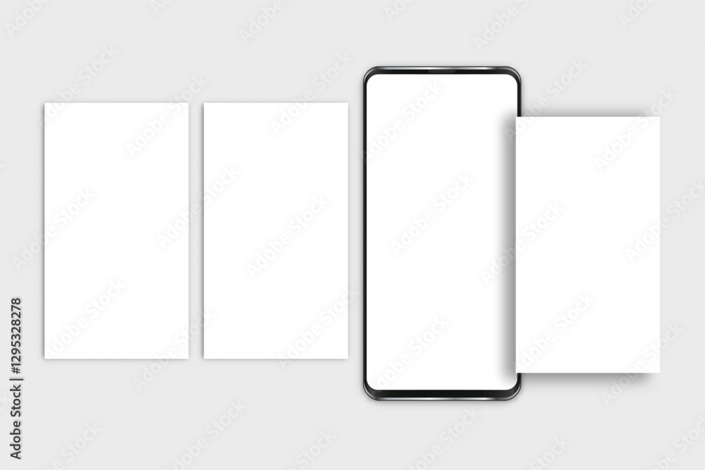 Canvas Prints smartphone mockup with social media stories interface mockup. mobile app page template design for us