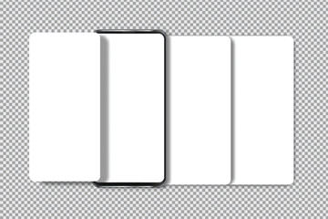 Smartphone mockup with social media stories interface mockup. Mobile app page template design for user carousel post feed. Vector illustration design interface empty template on social network
