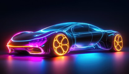Futuristic Neon Sports Car Design