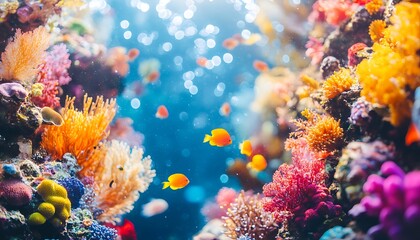 Obraz premium Vibrant Reef Fish Swim Ocean Coral