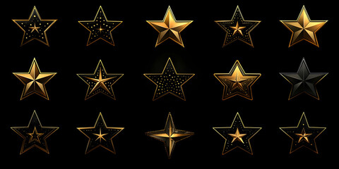 Obraz premium Gold & Black Star 3D Render Illustrations